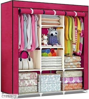 Naira shopping : Wardrobe Foldable 3 Door Clothes Storage Wardrobe... Cloth Cupboard, Collapsible Wardrobe, Folding Wardrobe, Foldable Wardrobe, Modular Cabinets, Wooden Closet, Portable Wardrobe, Portable Closet, Simple Wardrobe