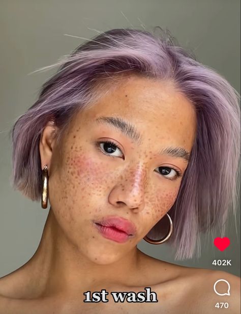 Lilac Bob Hair, Lilac Short Hair, Lavender Bob, Short Lilac Hair, Bob Haircut Curly, Bright Hair Colors, Lilac Hair, Lavender Hair, Olive Skin