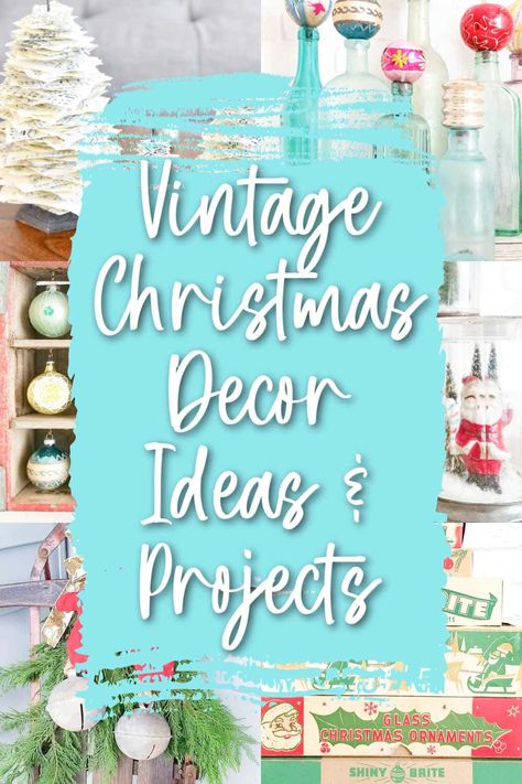 Natal, Christmas Clock Diy, Vintage Christmas Mantels Ideas, Retro Christmas Decorations Diy, Christmas Vintage Crafts, Yule Practices, Vintage Diy Christmas Decor, Diy Vintage Christmas Decorations, Vintage Christmas Decor Ideas Diy