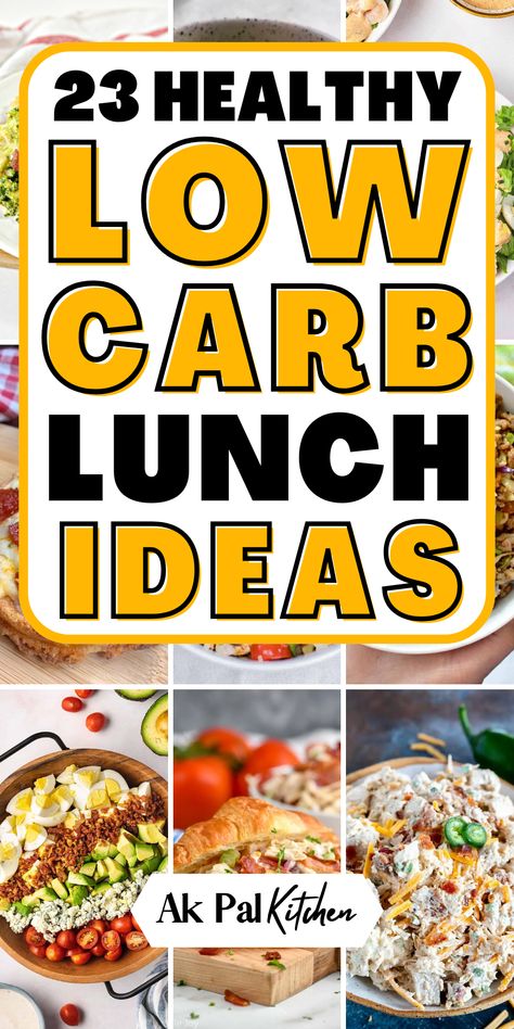 Make lunchtime simple and satisfying with these low-carb lunch ideas! These healthy recipes are perfect for meal prep or quick lunches for work, including low-carb wraps, bowls, and sandwiches. Whether you're following keto, looking for gluten-free recipes, or need high-protein, low-calorie meals, this collection has it all. Explore easy and healthy recipes for busy weekdays and stay on track with your goals! Carb Free Easy Lunches, Low Calorie High Protein Packed Lunch, Low Carb Meal Prep Salads, Keto Lunch Prep Ideas, Easy Keto Lunch Meal Prep, Easy Keto Recipes For Beginners Lunch, Meal Prep Lunchables, Low Carb Light Lunches, Low Calorie Lunches For Work Easy