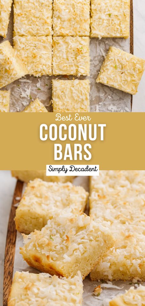 Coconut Bar Cookies, Coconut Cream Bars Recipes, Coconut Pecan Dream Bars, Coconut Cream Cookies, Dessert With Coconut Cream, Coconut Dessert Bars, Coconut Dream Bars, Coconut Squares Recipe, Coconut Cookie Bars