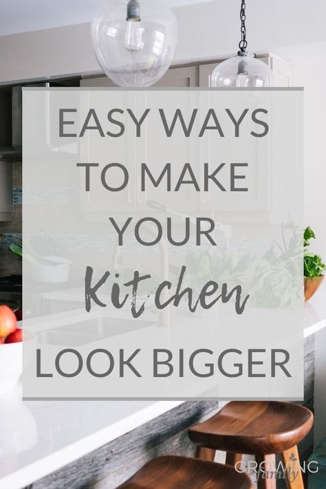 Looking for ways to make your kitchen look bigger? These small kitchen design tips will help you take your kitchen from frustrating to fabulous. #interiors #interiorsinspiration #kitchendesign Small Kitchen Pinnesula Ideas, How To Make Your Kitchen Look Bigger, Make A Kitchen Look Bigger, Kitchen Window Cabinet Ideas, How To Make Kitchen Look Bigger, How To Make A Small Kitchen Look Bigger, Make Small Kitchen Look Bigger, Beautiful Small Kitchens, Make Your Kitchen Look Bigger