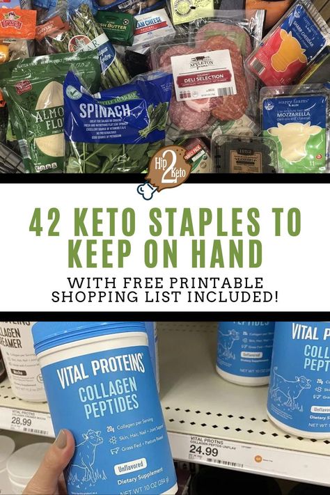 Are you starting a keto diet or looking for new keto products to try? Check out our list of 42 keto staples to have on hand. We’ve included a FREE printable grocery shopping list. Healthy Keto Grocery List, Keto Grocery List For Beginners, Keto Staples, Keto Basics, Almond Milk Cheese, Keto Products, Keto Shopping List, Grocery Shopping List, Keto Grocery List