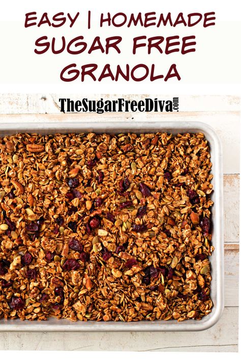 Homemade Low Carb Granola, Homemade Granola Bars Healthy Easy Breakfast Recipes, Healthy Sugar Free Breakfast, Homemade Granola Cereal Recipes, Sugarfree Granola Recipe, Granola Recipe Without Honey, Macro Friendly Granola Recipe, No Sugar Added Granola Recipe, Healthy Granola Bars Homemade No Sugar