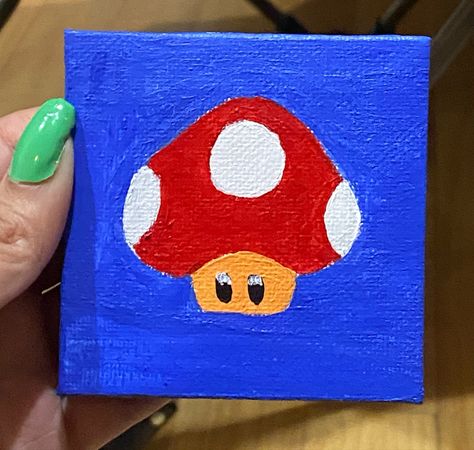 Simple Painting, Mini Canvas, Teen Boy, Mario Mushroom, Easy Paintings, Mario, Canvas Painting, Stuffed Mushrooms, Mario Characters