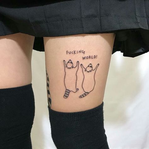 MEMES on Instagram: “Raccoons have a special place in my heart” Simple Raccoon Tattoo, Raccoon Tattoo Ideas, Raccoon Tattoos, Racoon Tattoo, Tato Flash, Raccoon Tattoo, Poke Tattoo, 1 Tattoo, Aesthetic Tattoo