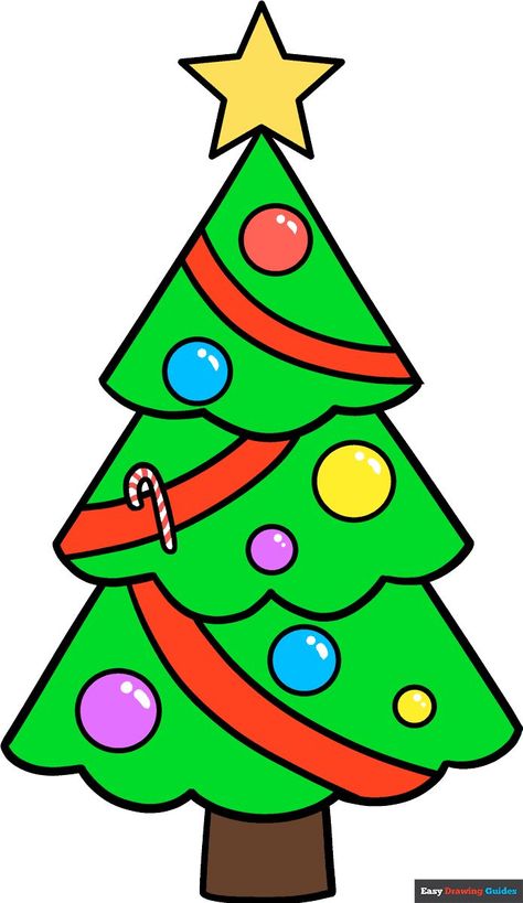 Learn How to Draw a Christmas Tree: Easy Step-by-Step Drawing Tutorial for Kids and Beginners. #Christmas Tree #drawingtutorial #Winter #easydrawing. See the full tutorial at https://easydrawingguides.com/draw-christmas-tree/ . Drawing A Christmas Tree Easy, Christmas Tree Drawings Easy, Easy To Draw Christmas Tree, Christmas Tree Digital Art, Christmas Drawing Easy For Kids, Christmas Tree Simple Drawing, Christmas Tree Cartoon Drawing, How To Draw A Christmas Tree Easy, Christmas Tree Ideas Drawing