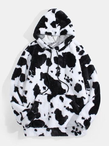 Fluffy Hoodie, Cow Hoodie, Cow Outfits, Fuzzy Hoodie, Velvet Coat, Cow Pattern, Cute Cows, Woolen Coat, Retro Prints