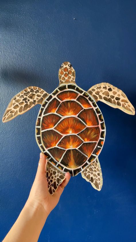 Hand painted turtle!#portraitpainting #abstractportraitpainting #acrylicportraitpainting #artisticportraits Cardboard Turtle, Cardboard Whale, Paper Mache Turtle, Portrait Palette, Painted Turtle, Turtle Time, Portrait Artists, Turtle Crafts, Paper Mache Animals