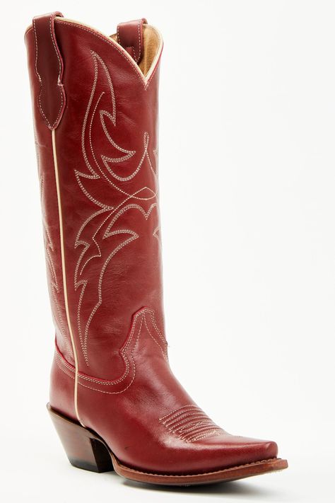 Brick Red Red Western Boots Outfit, Western Boots Outfit, Red Cowboy Boots, Nfr Fashion, Red Boots, Texas Tech, Heel Caps, Solid Red, Cold Weather Accessories