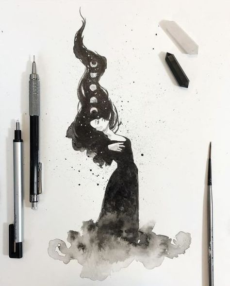 Morgan Le Fay, Copic Marker, Spine Tattoos, Print Ideas, Goddess Art, Witch Art, Story Writing, Ink Painting, Copic