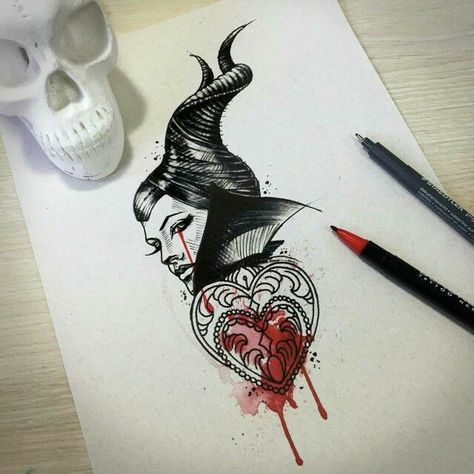 Maleficent Tattoo Ideas, Tattoo Small Ideas, Maleficent Drawing, Maleficent Tattoo, Cinderella Tattoo, Santos Brazil, Tattoo Ideas Minimalist, Tattoo Disney, Small Ideas