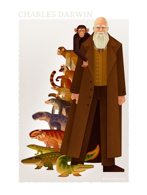 Charles Darwin poster :: Behance Ancient Animals, Creature Artwork, Prehistoric Art, Paleo Art, Advocate Art, Extinct Animals, Charles Darwin, Prehistoric Creatures, Prehistoric Animals