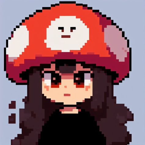 Pixel icon of a girl with red mushroom hat(*´∀`) Piskel Art, Pixel Art Background, Cute Headers For Twitter, Mushroom Hat, Arte 8 Bits, Cool Pixel Art, Red Mushroom, Pixel Art Characters, Pix Art