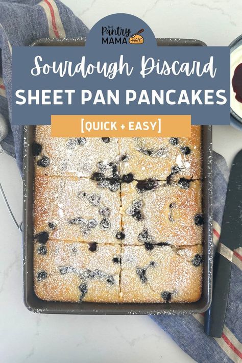 These easy sourdough discard sheet pan pancakes are baked in the oven, rather than cooked in a pan, making them a quick and easy breakfast with minimal hands on time. Sourdough Breakfast, Sourdough Pancakes Recipe, Sheet Pan Pancakes, Oven Pancakes, Pan Pancakes, Discard Recipe, Sourdough Starter Discard Recipe, Sourdough Pancakes, Starter Recipes