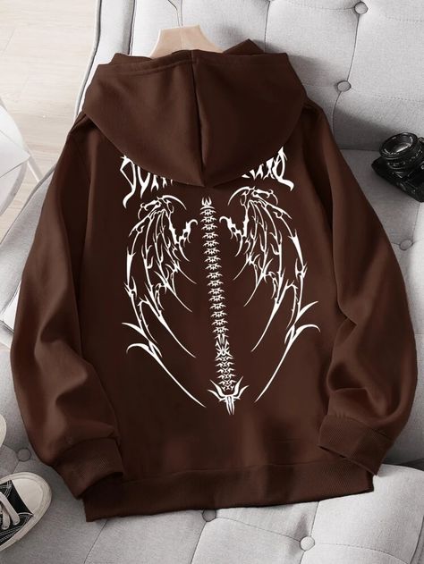 Cool Hoodies Designs, Graphic Clothes, Halloween Clothes, Hoodies Aesthetic, Brown Hoodie, Stylish Hoodies, Lined Hoodie, Tomboy Style Outfits, Knitted Hood