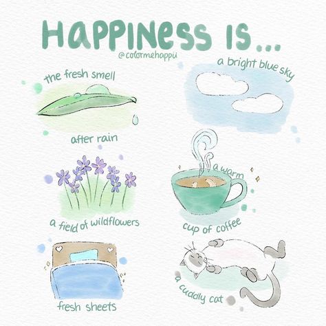 Kaitlyn • Drawing Positivity on Instagram: “Just a few things that never fail to make me smile.  What are a few things that bring you happiness?  Find me @colormehappii for more…” Self Care Activities, What Makes You Happy, Support Group, Self Improvement Tips, I Smile, Study Motivation, Pretty Words, You Happy, Happy Life