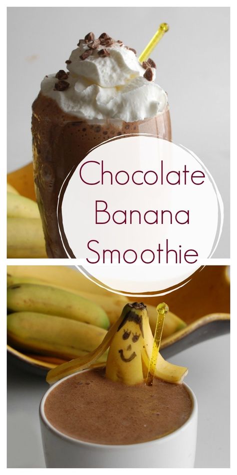 Chocolate Banana Smoothie - Super Healthy Kids Smoothies Simple, Healthy Chocolate Smoothie, Smoothie Banana, Healthy Chocolate Banana, Chocolate Smoothie Recipes, Banana Smoothie Healthy, Banana Protein Smoothie, Healthy Recipes Easy, Chocolate Banana Smoothie