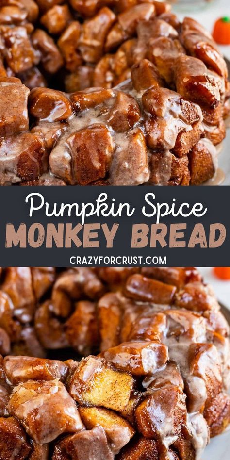 Pumpkin Spice Monkey Bread, Autumn Brunch Recipes, Pumpkin Monkey Bread, Ms Recipes, Cinnamon Roll Monkey Bread, Monkey Bread Recipe, Recipes Pumpkin, Pumpkin Loaf, Fall Baking Recipes