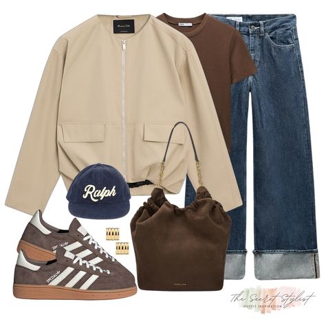 Let’s start September off as we mean to go on shall we? This perfect autumn transitional outfit is styled from wardrobe staples including these turned up jeans, a simple t-shirt, this beautiful beige bomber jacket and the classic Earth Strata Adidas Spezials 🍂 Comment LINKS to receive the outfit links directly 🙌🏼 Or SHOP the outfit in the September highlight or via my LTK SHOP - The Secret Stylist #bomberjacket #jeans #jeansoutfit #denimoutfit #verydemure #outfitoftheday #outfitideas #tran... Tan Jacket Outfit, Cream Jacket Outfit, Beige Jacket Outfit, Autumnal Style, Adidas Spezials, Outfits Beige, Shop The Outfit, Outfit Links, Casual Grunge