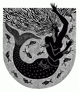 Woodcut Art, Lino Art, Linocut Art, Mermaids And Mermen, Mermaid Art, A Mermaid, Woodblock Print, Linocut Prints, Wildlife Art