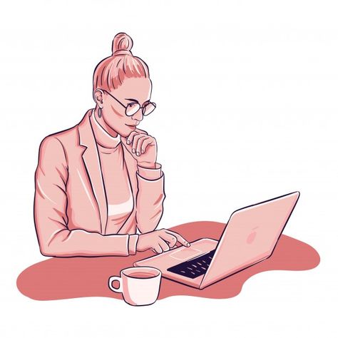 Woman is working on laptop deinking coff... | Free Vector #Freepik #freevector #computer #woman #girl #office Laptop Drawing, Working On Laptop, Computer Drawing, Work From Home Companies, Service Women, Woman Drawing, Girls Illustration, Photo Images, Cartoon Pics