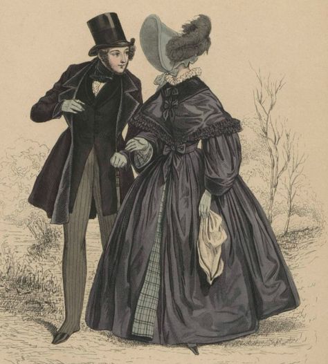 La Mode, 1836 Fashion Plate via Met Museum 1830s Fashion, Victorian Romance, Period Clothing, 19th Century Fashion, Old Fashion, Clothing Stores, Historical Costume, Fashion Plates, Romantic Style