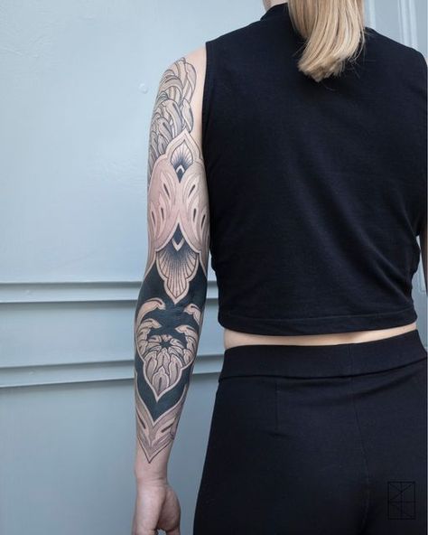 Art Nouveau Tattoo Sleeve, Holiday Tattoo, Tattoo Fixes, Art Nouveau Tattoo, Nouveau Tattoo, Ornamental Tattoo, Blackwork Tattoo, Tattoo On, Thank You So Much