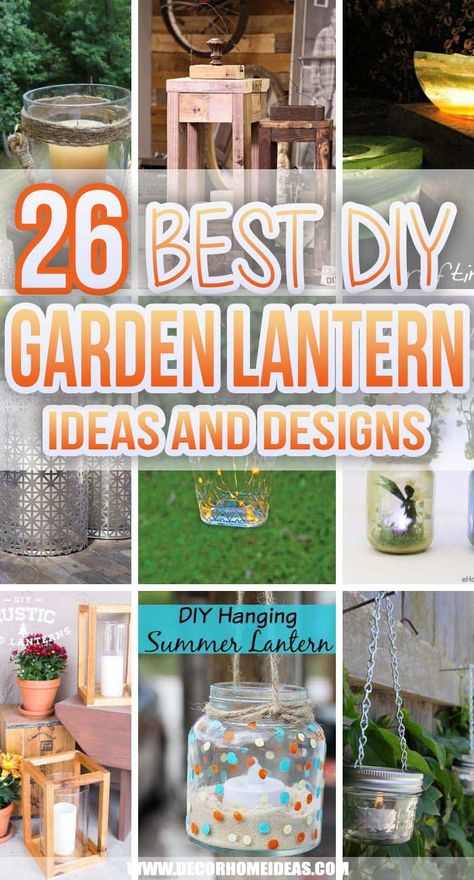 Solar Light Crafts, Garden Lantern, Lantern Ideas, Outdoor Hanging Lanterns, Garden Lanterns, Garden Crafts Diy, Diy Outdoor Decor, Diy Lanterns, Backyard Diy Projects