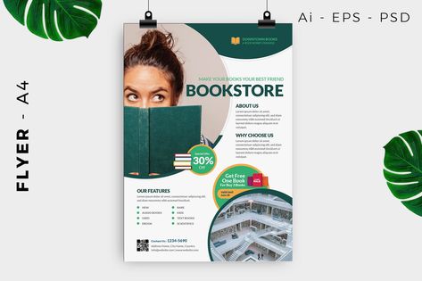 Bookstore / Library Flyer Template Get it now!! #flyer #flyerdesign #flyertemplate #flyertemplates #summer #summersale #bestfyler #freefyler #printtemplate #promotion #halloween #halloweensale #adversting #premiumdesign #freedesign #bestdesign #summerparty #halloweenparty #envato #envatomarket #graphicriver #envatoelements #summerflyer #halloweenflyer #creativemarket #freepik #behance #shutterstock #dribbble Bookstore Flyer Design, Seminar Flyer, Movie Night Flyer, Halloween Party Flyer, Halloween Party Night, Halloween Movie Night, Festival Flyer, Halloween Flyer, Web App Design