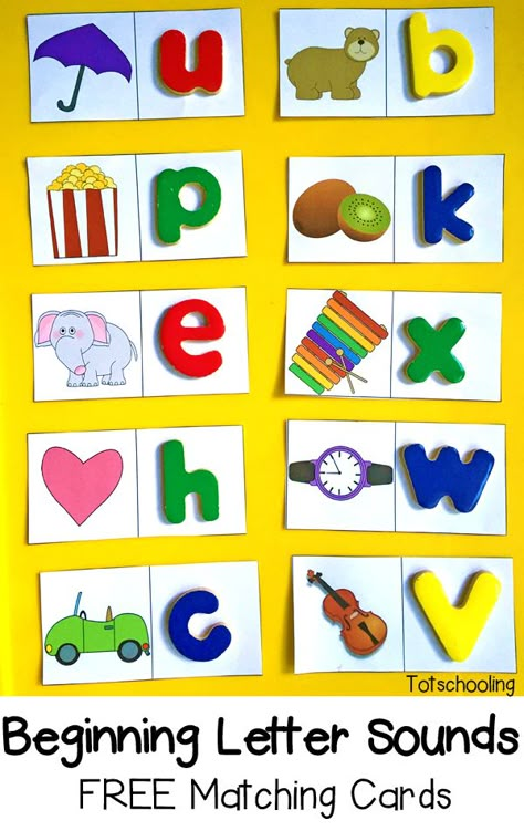 Beginning Letter Sounds: Free Matching Cards. Great literacy center or ABC game. Beginning Letter Sounds, Literacy Centers Kindergarten, Activities Kindergarten, Letter Sound, Kindergarten Centers, Preschool Literacy, Kindergarten Ela, Preschool Letters, Letter Activities