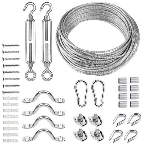 TooTaci Garden Wire/Picture Wire/Wire Fence Roll Kit, PVC Coated Heavy Duty 304 Stainless Steel Cable Rope, Lag Screw Eye Screw, Turnbuckle Wire Tensioner Strainer (1/8"- 66ft): Amazon.com: Home Improvement Golf Diy, Picture Wire, Globe String Lights, Timber Beams, Wooden Posts, Light Hanging, Wire Fence, Hot Dip, Stainless Steel Cable