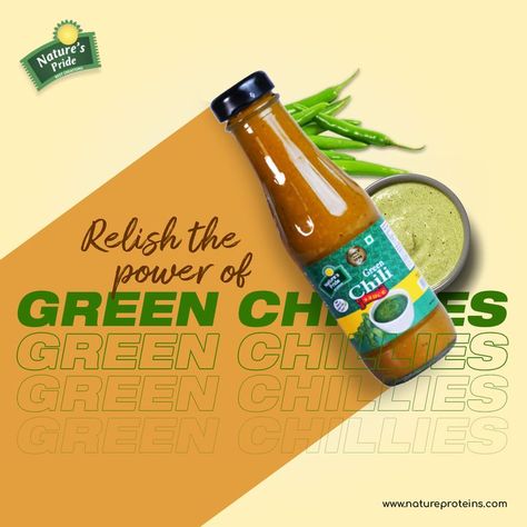 Green Chilli Sauce Sauce Creative Ads, Spices Ads, Spices Creative Ads, Creative Product Ads, Food Creative Post, Sauce Advertising, Sauce Ads, Chilli Spices, Green Chilli Sauce