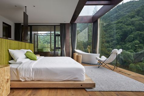 Gallery of Anji Erlu Resort / The Design Institute of Landscape and Architecture China Academy of Art - 33 Modern Hotel Room Design, Resort Bedroom, Concrete House Design, Luxury Mansions Interior, Contemporary Home Interior, Bedroom With Bath, House Redesign, Design Institute, Hotel Room Design