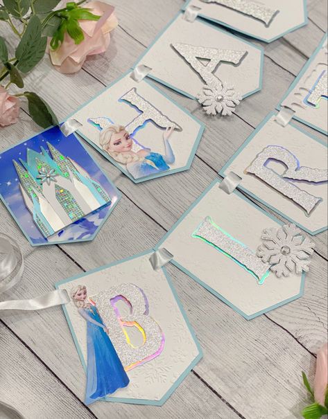 Frozen Happy Birthday Banner, Frozen Happy Birthday, Frozen Birthday Banner, Frozen Banner, Frozen Birthday Party Decorations, Olaf Birthday, Princess Banner, Princess Theme Birthday, Elsa Birthday