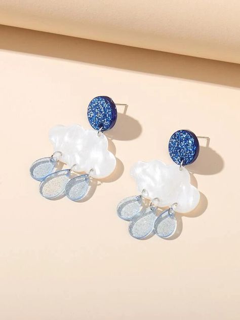 Jewels Diy, Cloud Design, Resin Jewelry Diy, Boho Style Earrings, Polymer Clay Jewelry Diy, Fruit Earrings, Art Earrings, Clouds Design, Clay Jewelry Diy