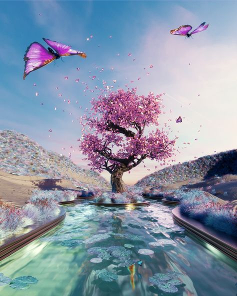 3d Dreamscape, Surreal Background, Surreal Dream, Dream Scape, Flower Background Images, 3d World, Nature 3d, Abstract Graphic Design, Motion Designer