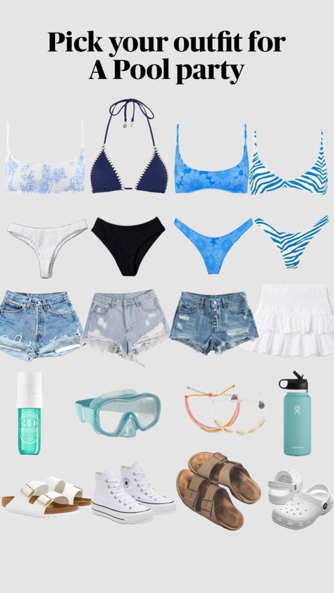 Pick your outfit for a pool party🌊🌺🌴 Summer Pool Party Outfit, Pick Your Outfit, Pool Party Outfit, Cute Summer Fits, Pool Outfits, Summery Outfits, Matching Outfits Best Friend, Pool Party Outfits, Preppy Summer Outfits