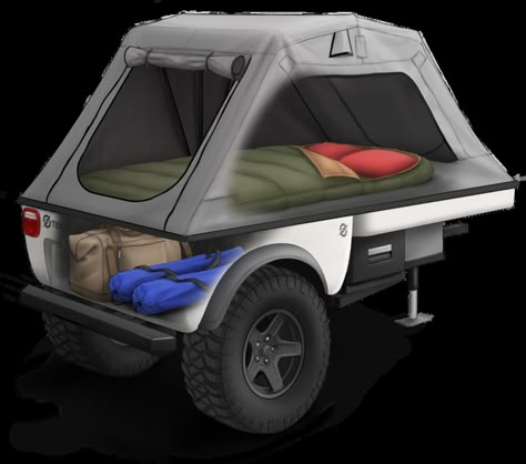 Camper Jeep, Overland Design, Hiker Trailer, Camping Gear Trailer, Camper Trailer Tent, Tent Trailers, Overland Camping, Camping Trailer Diy, Small Camper Trailers