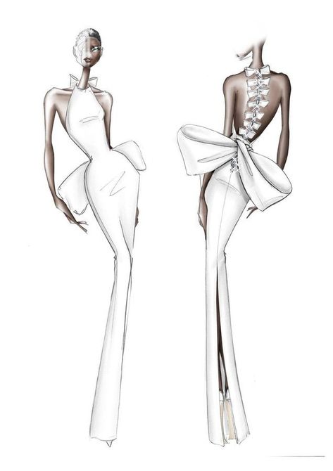 Défilé RALPH & RUSSO Haute Couture Automne-Hiver 2020-2021 - Paris - Elle Fashion Design Inspiration, Fashion Illustration Poses, Fashion Figure Drawing, Ralph Russo, Fashion Design Sketchbook, Ralph And Russo, Fashion Drawing Dresses, Sketches Dresses, Fashion Sketchbook