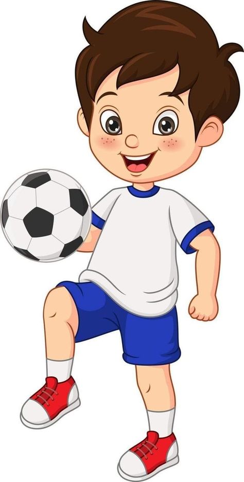 Cute Soccer Drawings, Playing Football Drawing, Boy Playing Football, Easy Cartoon Characters, Cute Drawing Images, Soccer Images, Football Clipart, Football Drawing, Cartoon For Kids