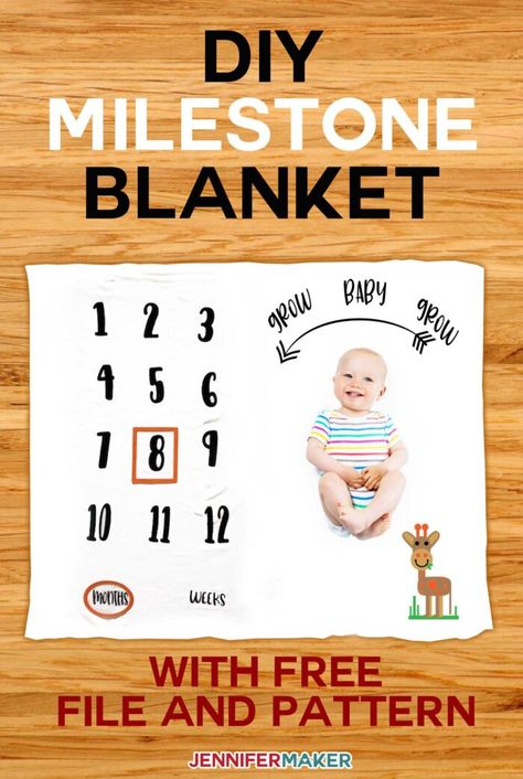 DIY Milestone Blanket for Baby | Baby Yoda and Girafee | How to Layer Iron On Vinyl on Cricut Jennifer Maker, Cricut Baby, Blanket For Baby, Diy Drawers, Baby Milestone Blanket, Blanket Diy, Work Diy, Cute Giraffe, Craft Room Storage