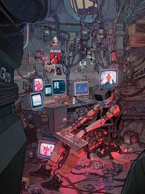 Dark Dystopian Art, Cyberpunk Room, Ville Cyberpunk, Art Cyberpunk, 8bit Art, New Retro Wave, 강아지 그림, Cyberpunk Aesthetic, Cyberpunk City