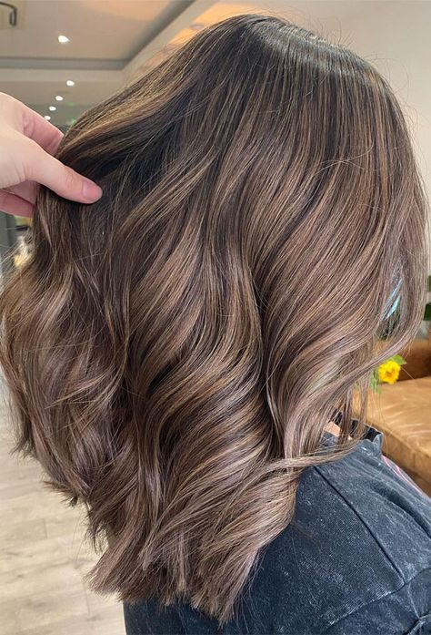 Ash Mocha Highlights, Brown Balayage On Light Brown Hair, Expresso Martini Brunette Hair Color, Mouse Brown Balayage, Dark Blonde With Brown Lowlights, Cool Tone Balayage On Dark Hair, One Color Light Brown Hair, Brown Light Hair Color, Medium Brown Hair Inspo Color