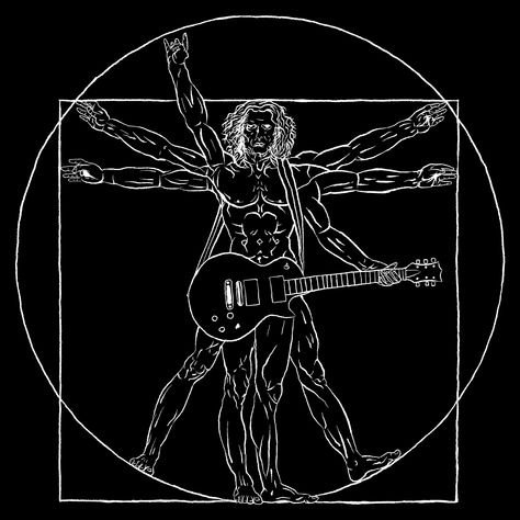 Poster Rock, Guitar Illustration, Vitruvian Man, Band Poster, Music Teacher Gifts, Guitar Art, Rock Posters, Mötley Crüe, Band Posters