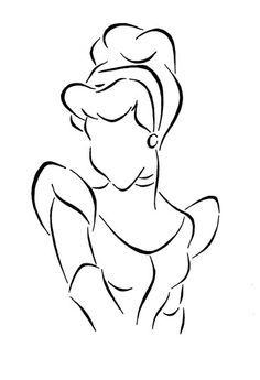 Cinderella outline Disney Princess Outline, Cinderella Drawing, Disney Lines, Easy Disney Drawings, Disney Princess Tattoo, Cartoon Drawings Disney, Disney Silhouettes, Disney Tattoo, White Drawing