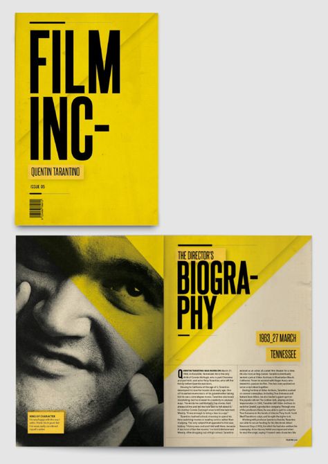 Film Magazine Design, 2 Page Magazine Spread, Film Magazine Layout, Music Magazine Layout Design, Magazine Examples, Cinema Magazine, Booklet Layout, Graphic Deisgn, Magazine Front Cover