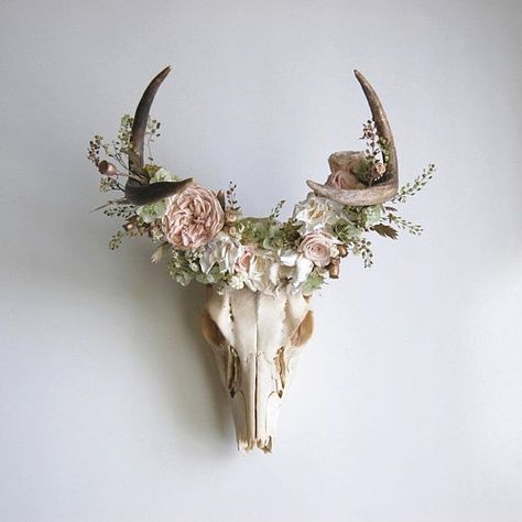 Preserved FloralsWoodworkingIllustration by MaisonDeLaCroix Antler Crafts, Antler Art, Animal Skull, Deer Decor, Deer Skulls, Skull Decor, Cow Skull, Deco Floral, Animal Skulls