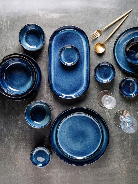 Every dish gets elevated when served on this gorgeous blue dinnerware. Make a bold statement whether serving meatloaf or a gourmet meal. Rio dinnerware turns up the wow factor on every dining experience. Crafted of high-quality ceramic porcelain in various shapes and sizes, each stylish plate is glazed in an elegant blue finish. You’ll love how easily you can create the perfect table with a few chic pieces. Key Details Made from high-quality ceramic porcelain Elegant glazed blue Eco-friendly mat Assiette Design, Ceramic Dinner Set, Blue Dishes, Blue Dinnerware, Ceramic Dinnerware Set, Oval Plates, Ceramic Dinnerware, Porcelain Dinnerware, Japanese Ceramics