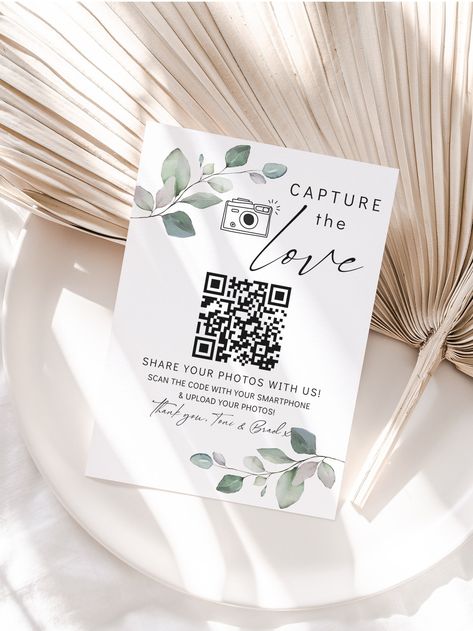 Editable Templates with QR codes.  Canva Templates in 11 Sizes. Printable Capture the Love Sign, Share your Photos QR Code ❤ »» CANVA »» ❤ Very Easy Templates!  ★ Co-ordinating Templates: https://etsy.me/3l9dtIY ♥ PRINTING ♥  To help you save more money, I've teamed up with some reputable printing websites who print in different sizes and formats: connieandjoan.com/pages/printing ★ Save an extra 10% with Prints Of Love ★  Use this code at the checkout: connieandjoan10 (Applies to orders over $49 Qr Code For Wedding Photos, Love Qr Code, Wedding Qr Code, Qr Code Scanner, Heading Fonts, Wedding Name, Sign Wedding, Love Signs, Love Wedding